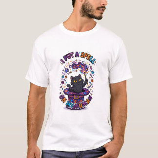 T-shirt J'ai Jeté Un Sort À Mon Chat Humain Sorcière Hallo