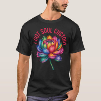 T-shirt J'ai la garde de l'âme Fleur de lotus colorée Yoga