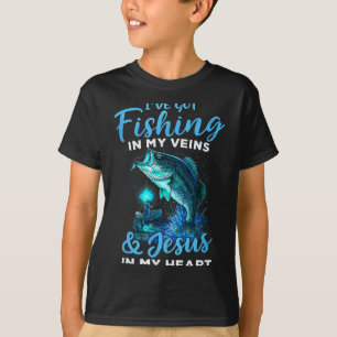 T-shirt J'ai la pêche dans les veines et Jésus dans le cœu