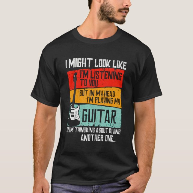 T-shirt J'Ai L'Air De T'Écouter Drôle Guita (Devant)