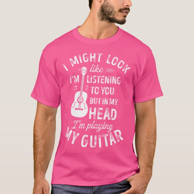 T-shirt J'Ai L'Air De T'Écouter Drôle Guita (Devant)