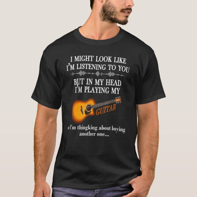 T-shirt J'Ai L'Air De T'Écouter Guitare (Devant)