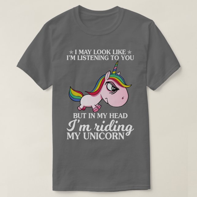 T-shirt J'Ai L'Air De Vous Écouter Unicorn Funn (Design devant)