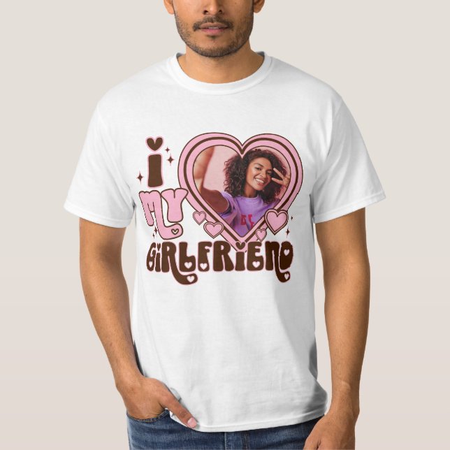T-shirt J'AI LE COEUR de ma petite amie Custom Photo Love (Devant)