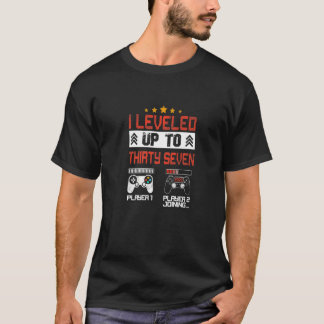 T-shirt J'Ai Leveled Jusqu'À 37 Joueurs D'Anniversaire Rét