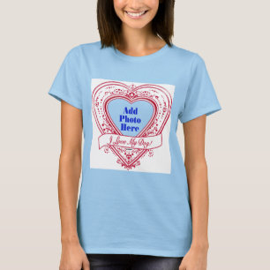 T-shirt J'ai Love My Dog ! Photo Red Hearts