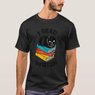 T-shirt J'ai lu des livres interdits Black Cat Reader Book