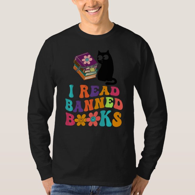 T-shirt J'ai lu des livres interdits Black Cat Reader Book (Devant)