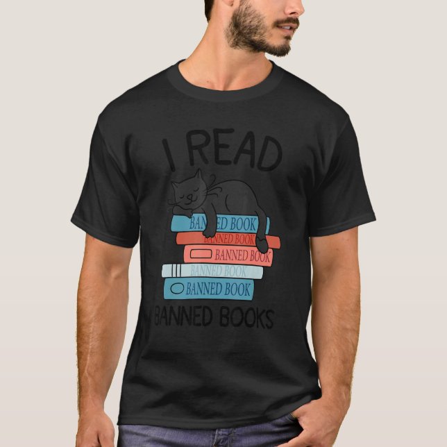 T-shirt J'ai lu des livres interdits Black Cat Reader Libr (Devant)
