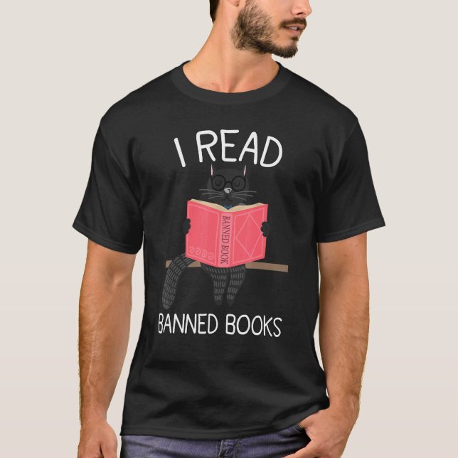 T-shirt J'ai lu des livres interdits Black Cat Reader Libr (Devant)