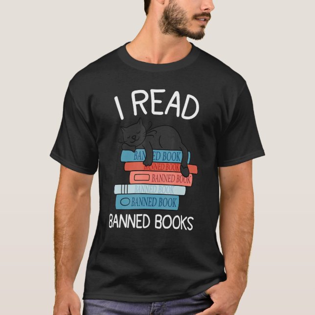 T-shirt J'ai lu des livres interdits Black Cat Reader Libr (Devant)