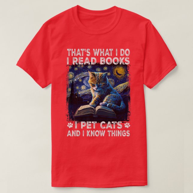 T-shirt J'Ai Lu Des Livres, J'Ai Pu Les Chats Et Je Sais Q (Design devant)