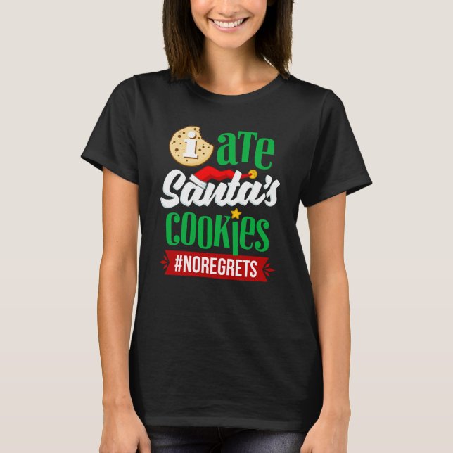 T-shirt J'Ai Mangé Père Noël Cookies No Regrets Funny Chri (Devant)
