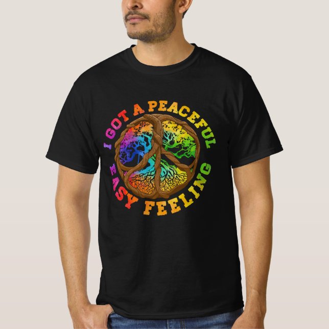 T-shirt J'Ai Obtenu Pacifique Facile Sentiment Hippie Arbr (Devant)
