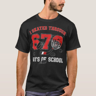 T-shirt J'ai patiné pendant 67 jours d'école Hockey sur gl