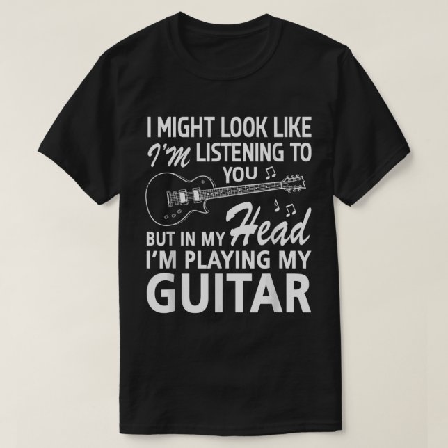 T-shirt J'ai peut-être l'air de vous écouter Guitar Love (Design devant)