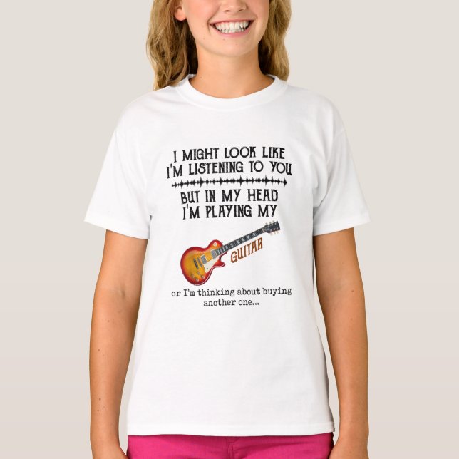 T-shirt J'ai peut-être l'air de vous écouter, mais dans (Devant)