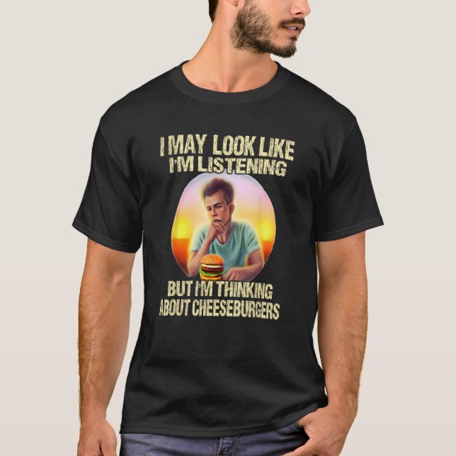 T-shirt J'ai peut-être l'air d'écouter penser à Chee (Devant)