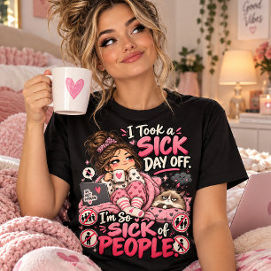 T-shirt J'ai pris un jour de congé maladie Drôle Introvert