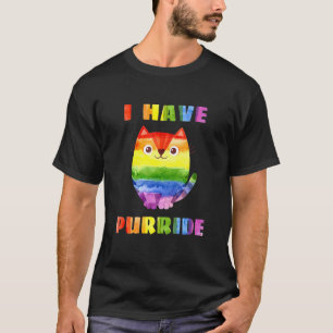 T-shirt J'Ai Purride Watercolor Rainbow Cat Lgbtq Pride