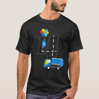 T-shirt J'ai quatre ans 4 Anniversaire Garçon bleu poubell