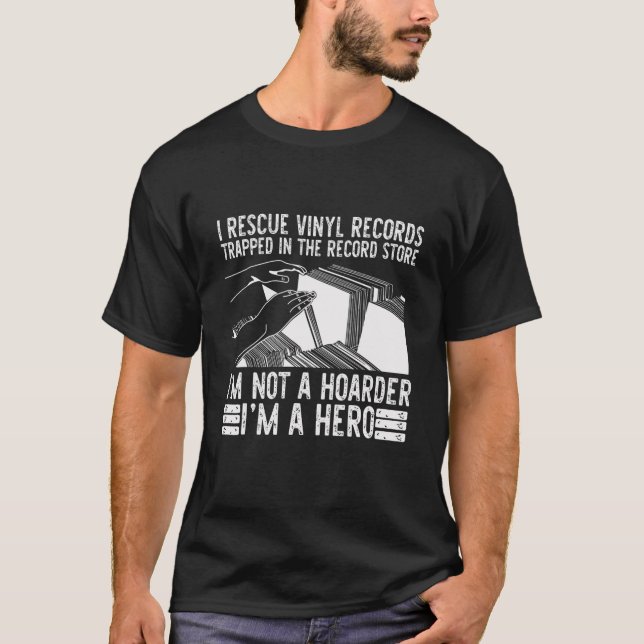T-shirt J'Ai Secouru Des Enregistrements De Vinyle Emballé (Devant)
