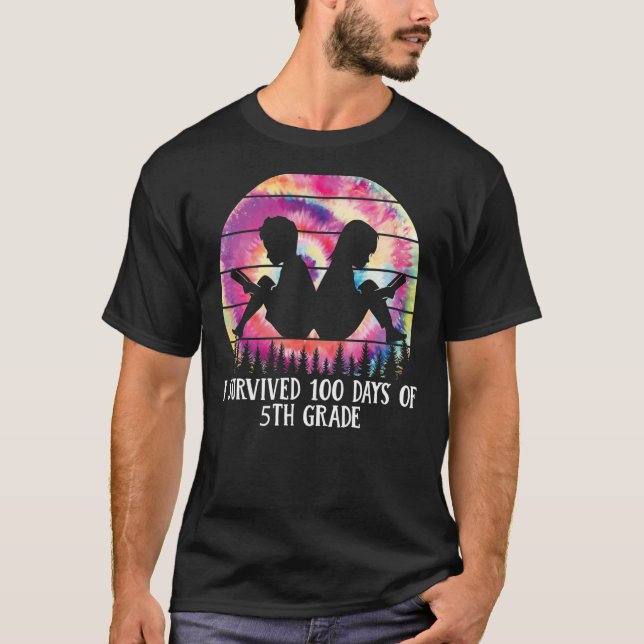 T-SHIRT J'AI SURVÉCU 100 JOURS DE 5E ÉCOLE D'ENSEIGNANT (Devant)
