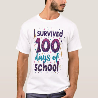 T-shirt J'ai survécu 100 jours de Conception Unicorne de l