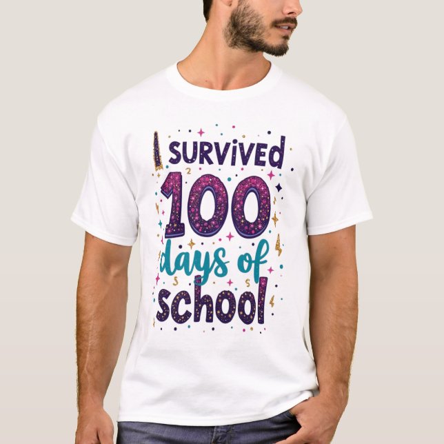 T-shirt J'ai survécu 100 jours de Conception Unicorne de l (Devant)