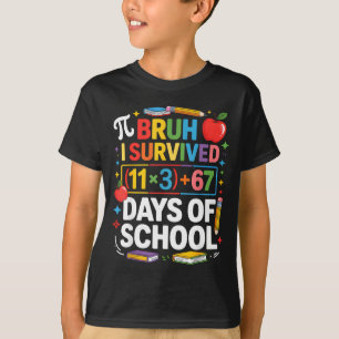 T-shirt J'ai survécu 100 jours d'école Bruh équation mathé