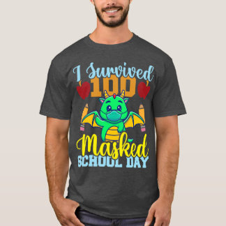 T-shirt J'ai survécu 100 jours scolaires masqués Dragon am