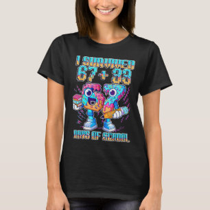 T-shirt J'ai survécu 67 33 jours d'école Drôle 100ème jour