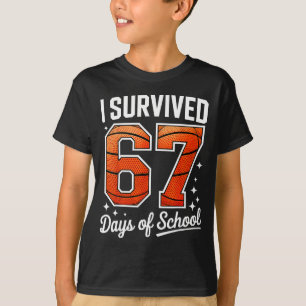 T-shirt J'ai survécu 67 jours de basket-ball scolaire Six