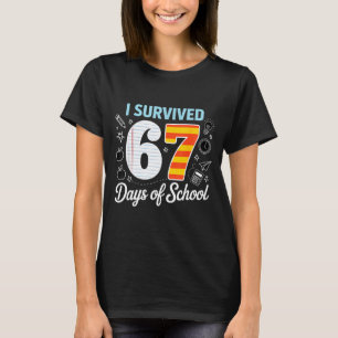 T-shirt J'ai survécu 67 jours d'école Cl Papier Mème 