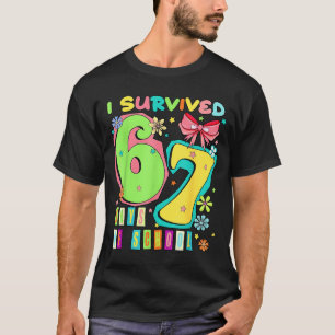 T-shirt J'ai Survécu 67 Jours D'école Coquette Bow Enseign