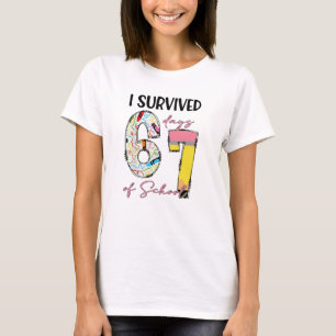 T-shirt J'ai survécu 67 jours d'école Drôle 67 Mème Profes