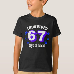 T-shirt J'ai survécu 67 jours d'école Drôle 67 Mème Rétro 