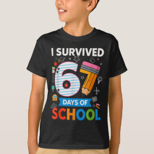 T-shirt J'ai survécu 67 jours d'école Drôle Enfants Profes