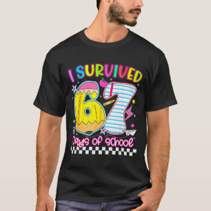 T-shirt J'ai Survécu 67 Jours D'école Drôle Mème Garçon Fi