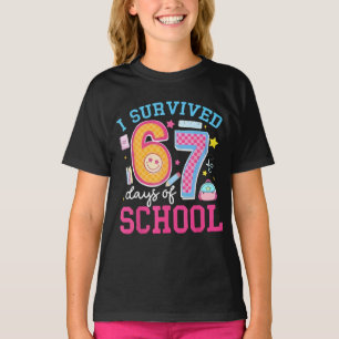 T-shirt J'ai survécu 67 jours d'école Mème Six Sept Enseig