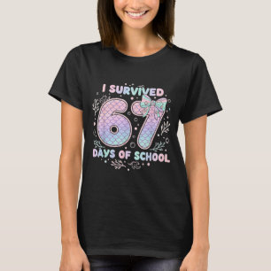 T-shirt J'ai survécu 67 jours d'école Mermaid Coquette Bow
