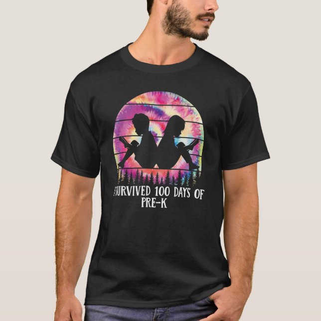 T-SHIRT J'AI SURVÉCU À 100 JOURS D'ÉCOLE D'ENSEIGNANT PRÉ- (Devant)