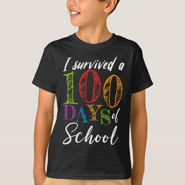 T-shirt J'Ai Survécu À 100 Jours D'École Pour Enseignant E (Devant)