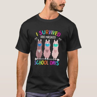 T-shirt J'Ai Survécu À 100 Jours Scolaires Masqués Enfants