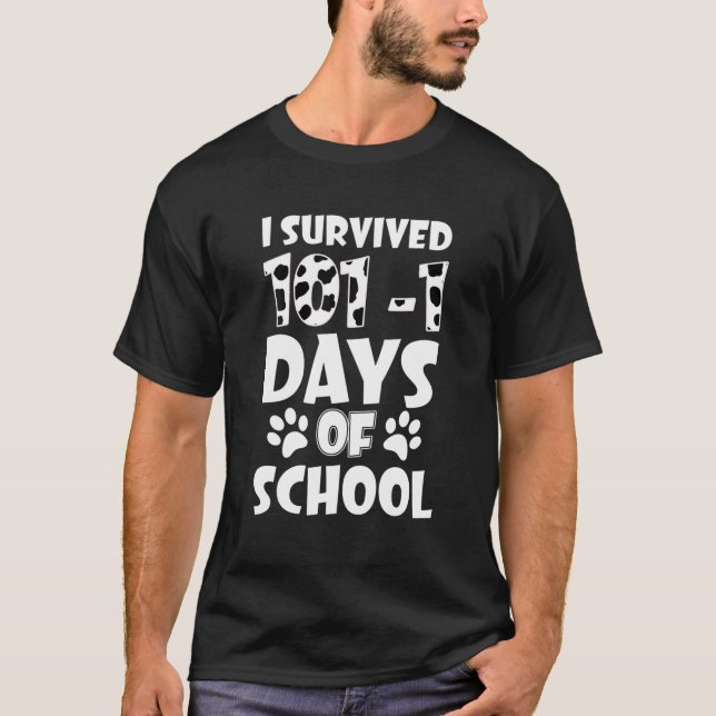 T-shirt J'Ai Survécu À 101 Jours De Dalmatie Scolaire Ense (Devant)
