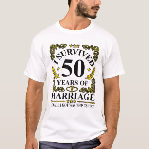 T-shirt J'Ai Survécu À 50 Ans De Mariage 50E Coupl Mariage