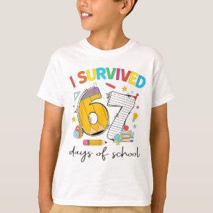 T-shirt J'ai survécu à 67 jours d'école Professeur drôle É