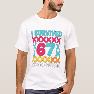 T-shirt J'ai survécu à 67 jours d'école Tally Mark Funny