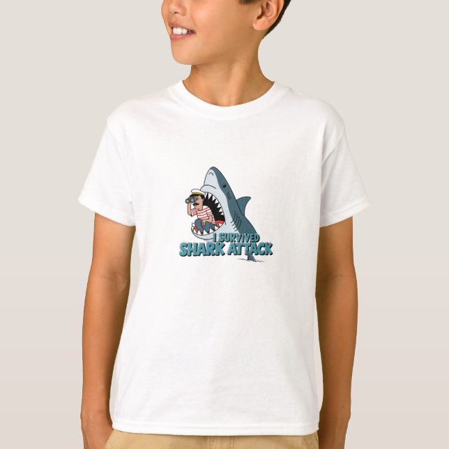 T-shirt J'ai survécu à l'attaque de requins (Devant)
