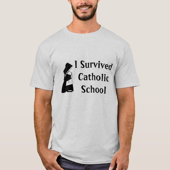 T-shirt J'ai survécu à l'école catholique et à la diplômée (Devant)